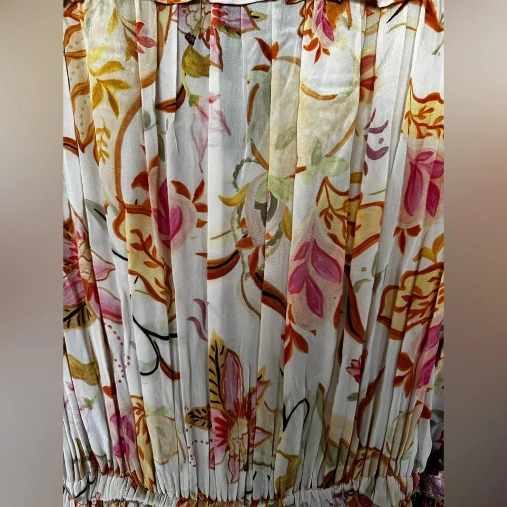 NWT TAJ by Sabrina Crippa Antiope Tassel Trim Midi Dress in Poppy ~ Size Small
